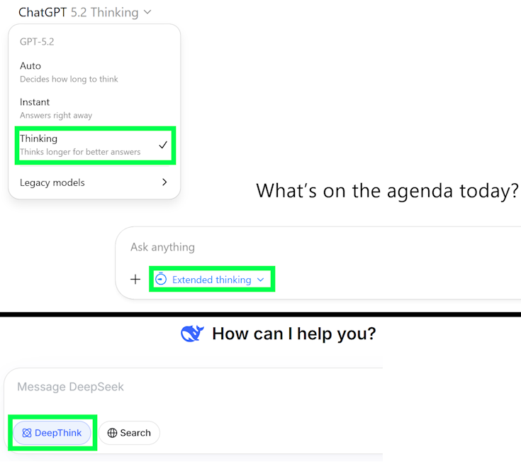 LLM use extended thinking or deepthink