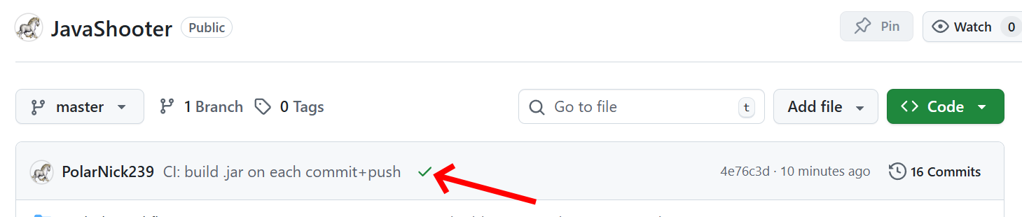 Как открыть CI у commit-а