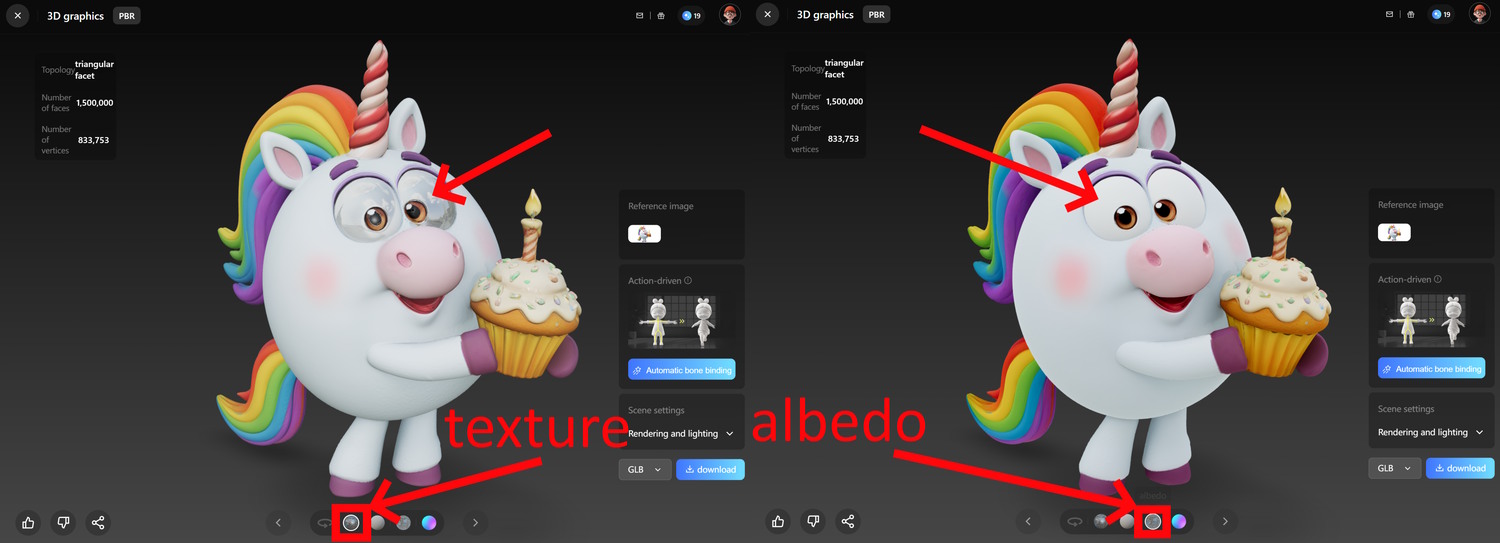Hunyuan3D: texture vs albedo