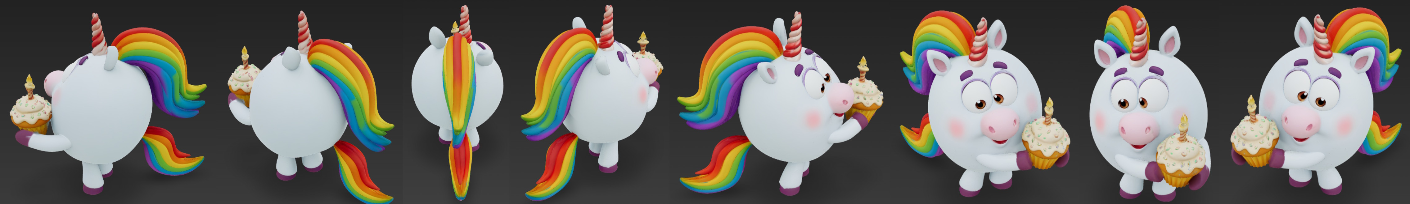 Unicorn in different directions