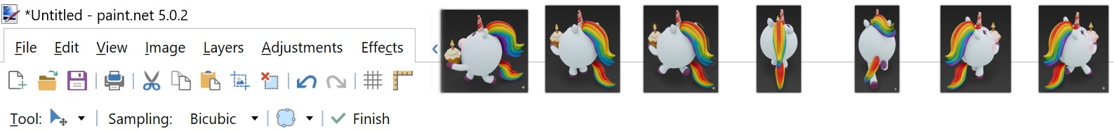 Unicorn in different directions on step